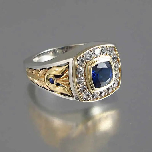 Vintage Mixed Metal Blue Stone Ring-Ariette Jewelry