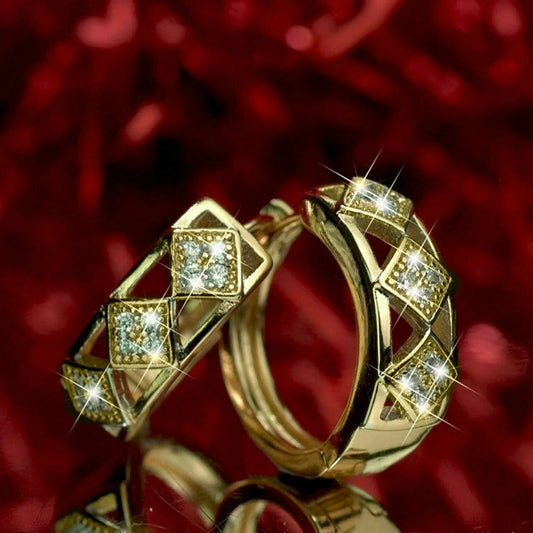 Vintage Gold Pave Diamond Earrings-Ariette Jewelry