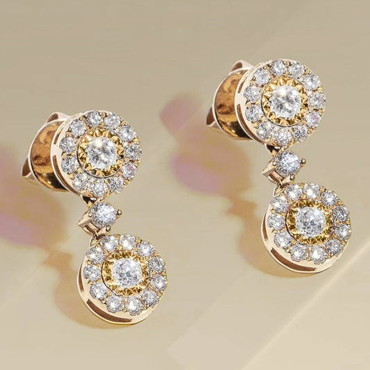 Vintage Gold Double Circle Earrings-Ariette Jewelry