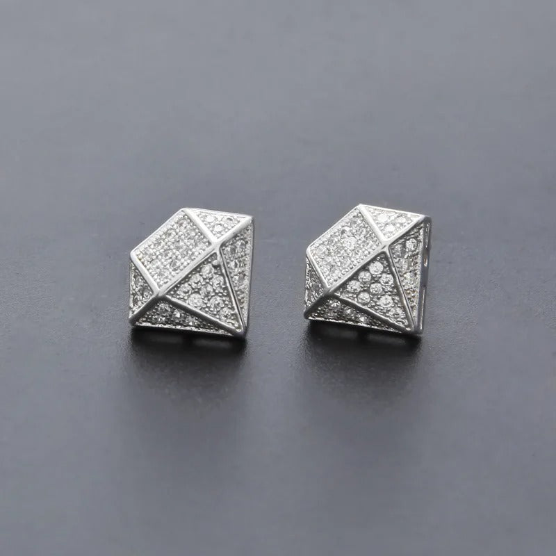 Silver Geometric Sparkle Earrings-Ariette Jewelry