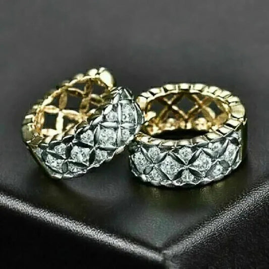 Vintage Gold Quilted Hoop Earrings-Ariette Jewelry