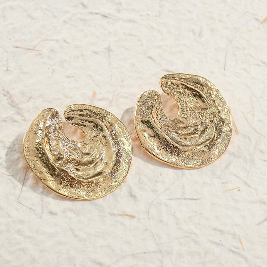 Gold Vintage Abstract Round Earrings-Ariette Jewelry