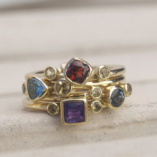 Multi-Gemstone Vintage Gold Ring-Ariette Jewelry