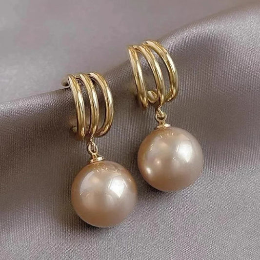 Vintage Gold Claw Champagne Pearl Dangle Earrings-Ariette Jewelry
