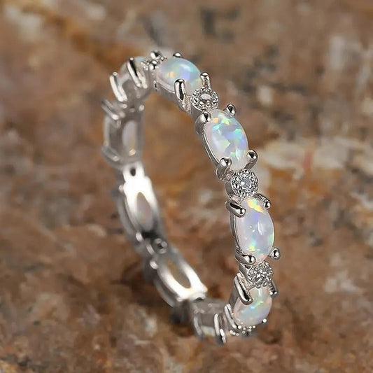 Vintage White Glow Silver Ring-Ariette Jewelry