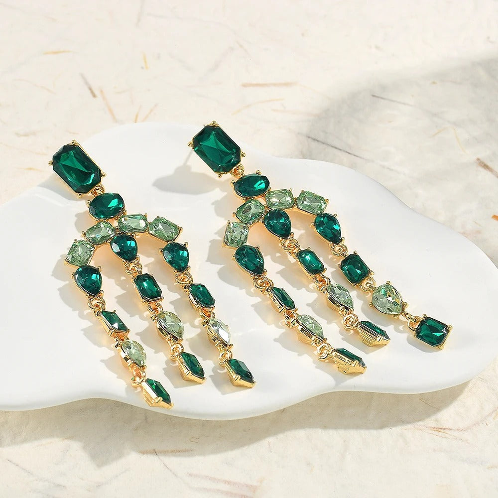 Vintage Green & Teal Gemstone Earrings-Ariette Jewelry