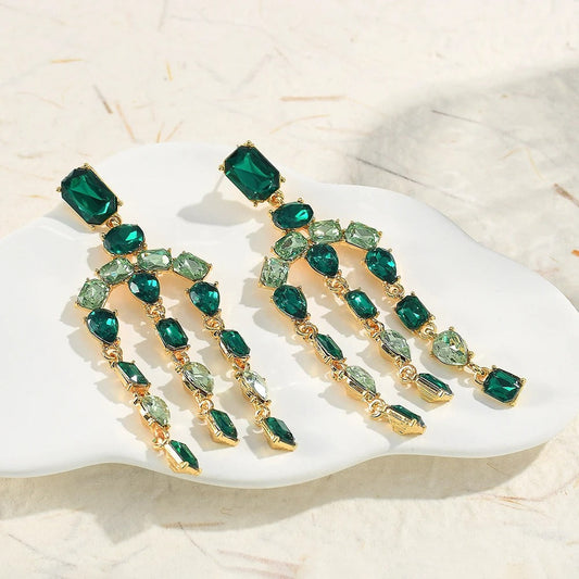 Vintage Green & Teal Gemstone Earrings-Ariette Jewelry
