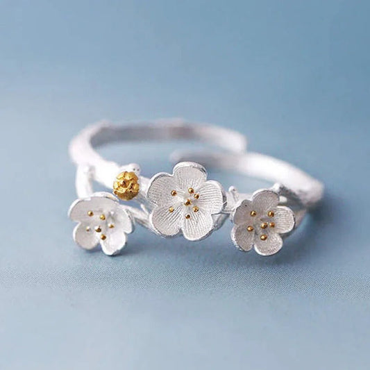 Vintage Silver Floral Adjustable Ring-Ariette Jewelry