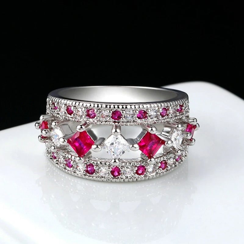 Vintage Pink Zirconia Cocktail Ring-Ariette Jewelry