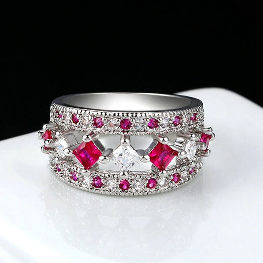 Vintage Pink Zirconia Cocktail Ring-Ariette Jewelry