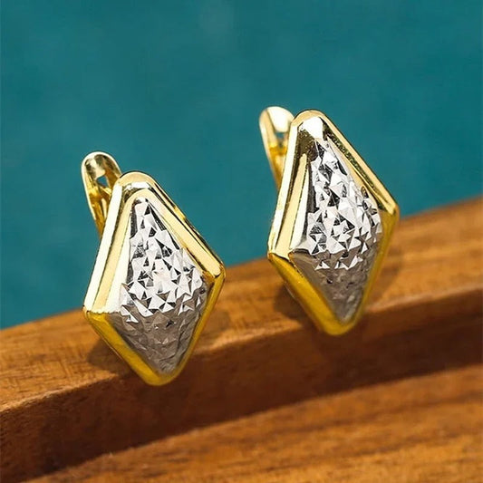 Vintage Gold Diamond Shape Earrings-Ariette Jewelry