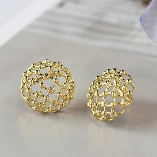 Vintage Gold Half-Ball Earrings-Ariette Jewelry