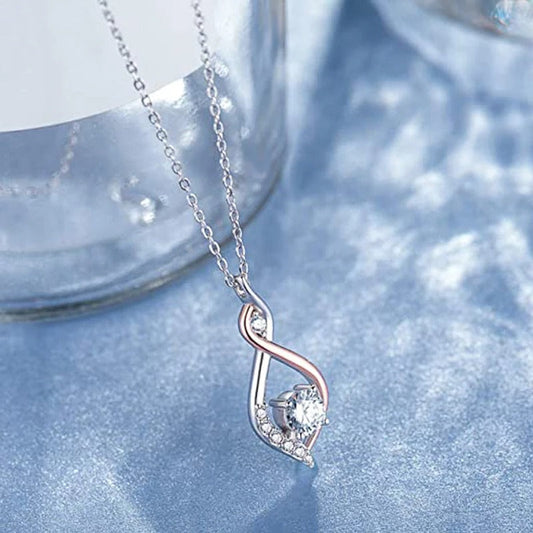Silver Twist & Crystal Necklace-Ariette Jewelry