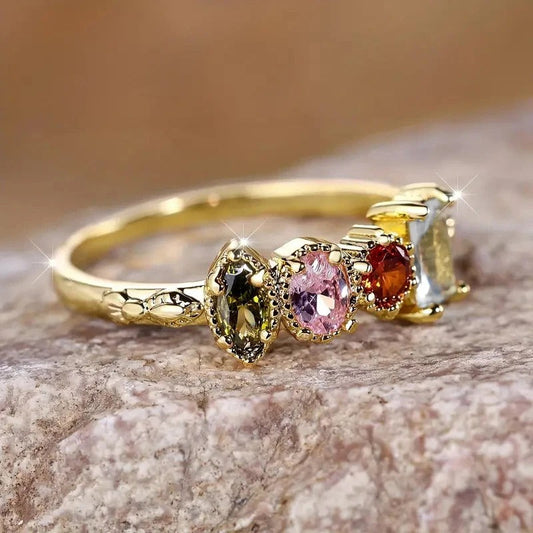 Vintage Gold Four Stone Zirconia Ring-Ariette Jewelry