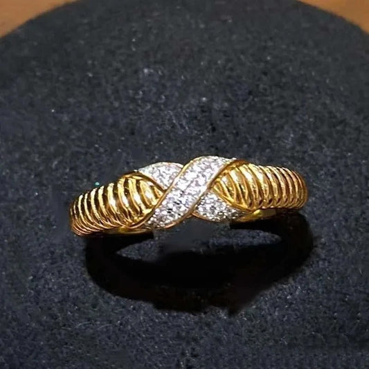Retro Gold & Silver Infinity Twist Adjustable Ring-Ariette Jewelry