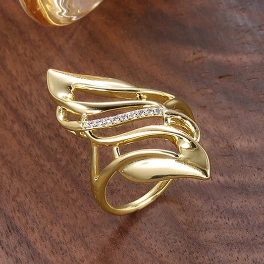 Vintage Gold Twisted Leaf Ring-Ariette Jewelry