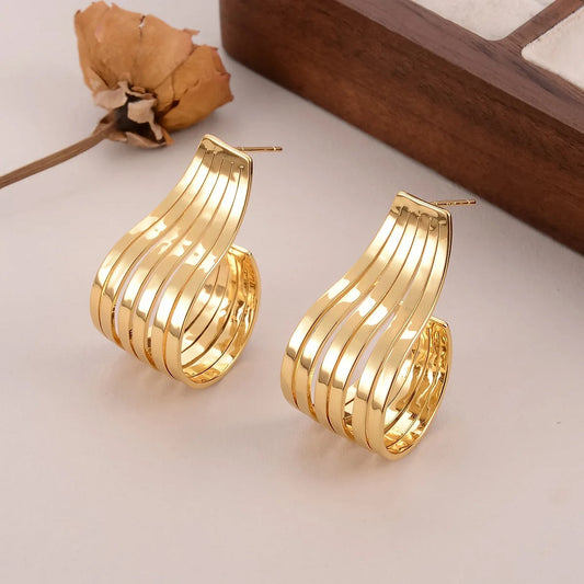 Vintage Gold Bend Dangle Earrings-Ariette Jewelry