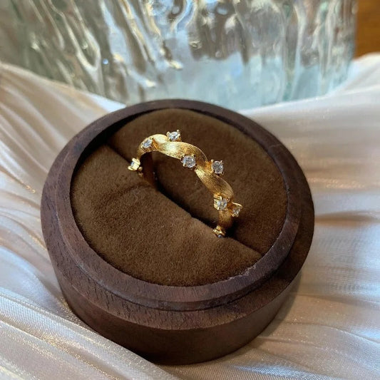Vintage Gold & Diamond Wave Vine Adjustable Ring-Ariette Jewelry