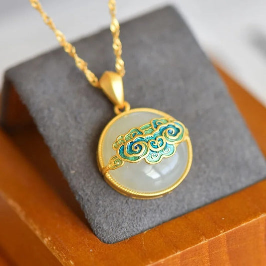 Vintage Gold & Cloud Swirl Pendant Necklace-Ariette Jewelry
