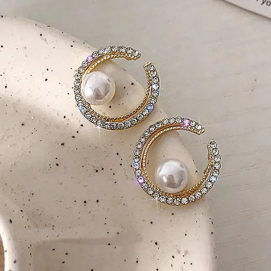 Vintage Pearl Open Round Circle Earrings-Ariette Jewelry