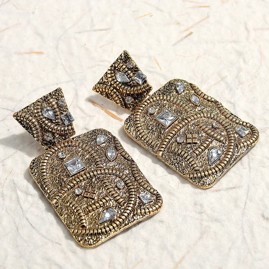Vintage Silver & Gold Crystal Earrings-Ariette Jewelry