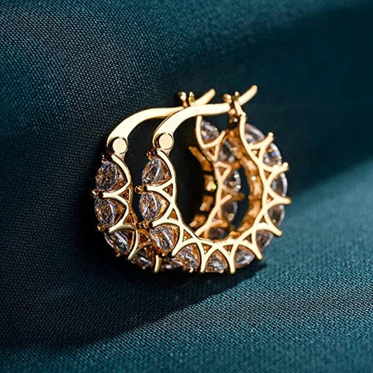 Vintage Gold Crystal Hoop Earrings-Ariette Jewelry