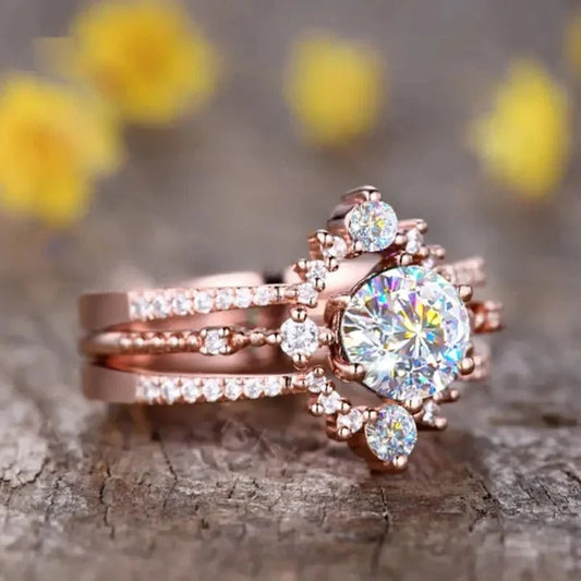 Rose Gold Sparkling Diamond Ring-Ariette Jewelry