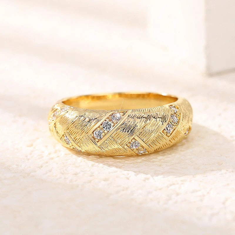 Vintage Braid Shaped Gold Ring-Ariette Jewelry