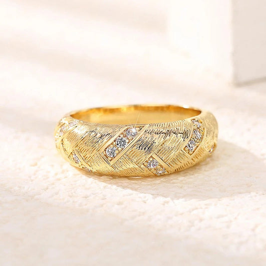 Vintage Braid Shaped Gold Ring-Ariette Jewelry