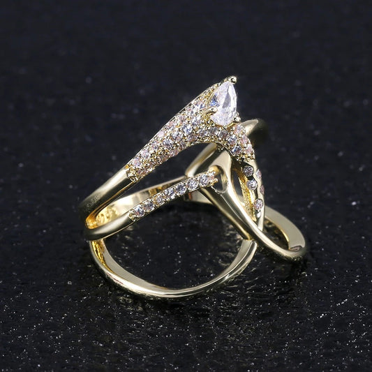 Vintage Gold Cross-Over Twist Ring-Ariette Jewelry