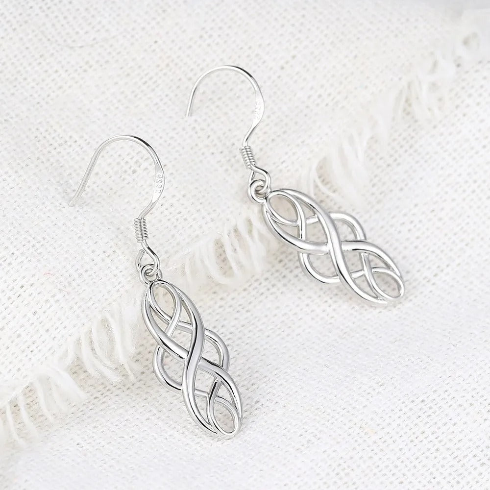 Timeless Silver Interwoven Infinity Pattern Earrings-Ariette Jewelry