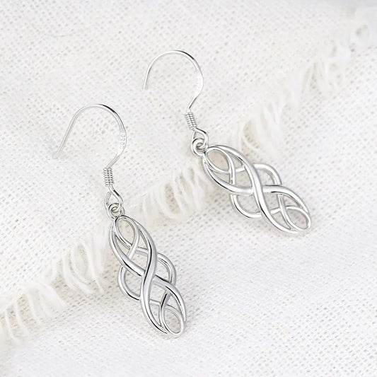 Timeless Silver Interwoven Infinity Pattern Earrings-Ariette Jewelry