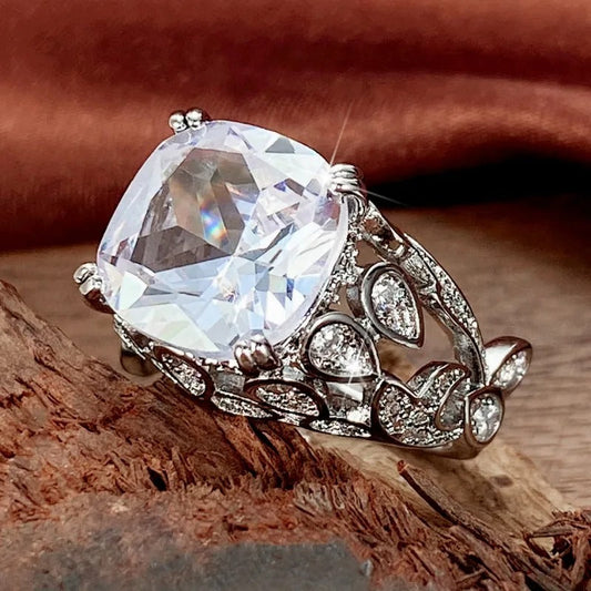 Silver Cushion Cut Gemstone Ring-Ariette Jewelry