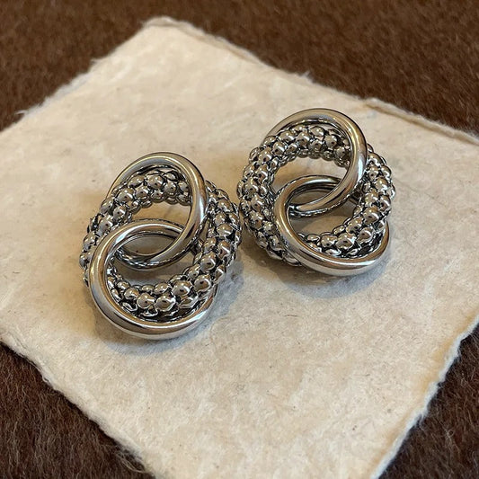 Vintage Silver Twist Knot Earrings-Ariette Jewelry