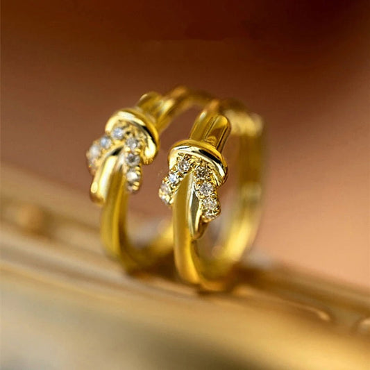 Vintage Gold Knot Crystal Earrings-Ariette Jewelry