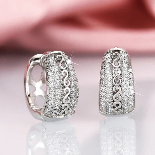 Silver Vintage Swirl Pattern Earrings-Ariette Jewelry