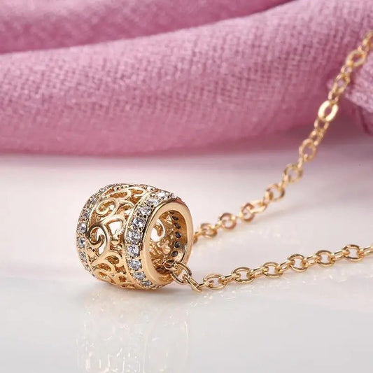 Gold Decorative Crystal Necklace-Ariette Jewelry
