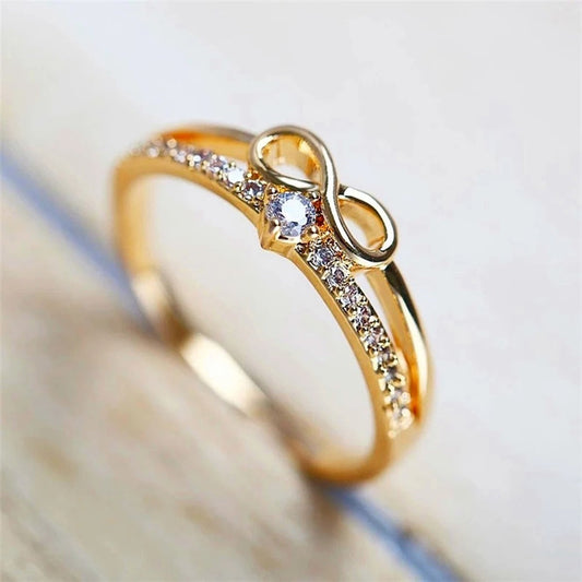 Gold Crystal Infinity Ring-Ariette Jewelry