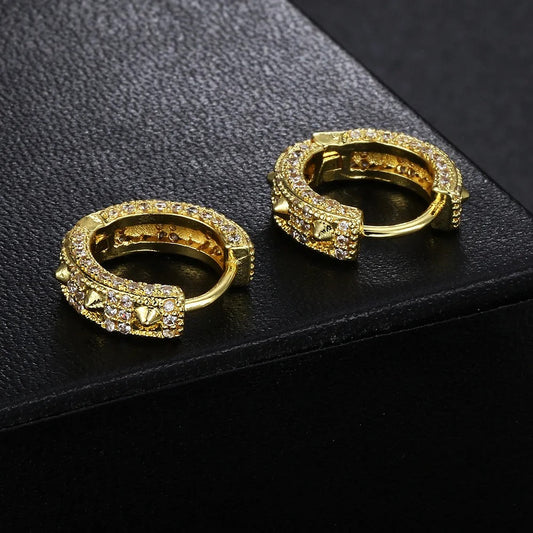 Vintage Gold Crystal Hoop Earrings-Ariette Jewelry