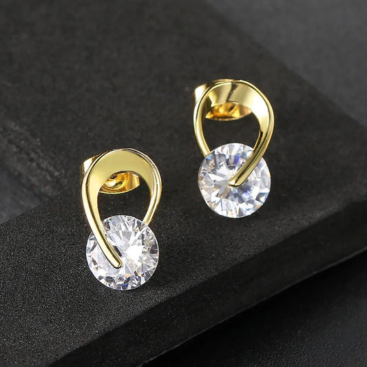 Vintage Gold & Clear Gemstone Earrings-Ariette Jewelry