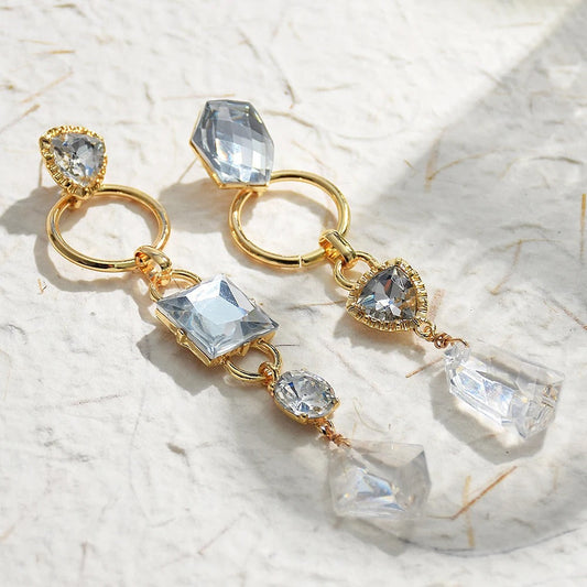 Classic Shiny Gemstone Gold Vintage Earrings-Ariette Jewelry