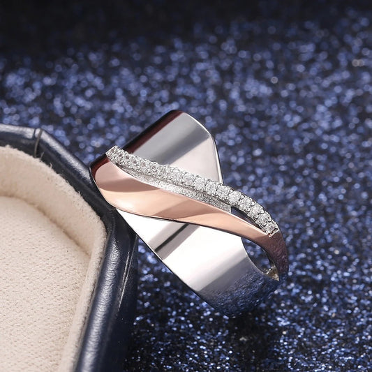 Two-Tone Silver & Rose Gold Ring-Ariette Jewelry