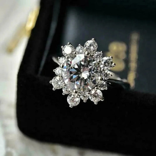 Vintage Silver Sparkle Bloom Ring-Ariette Jewelry
