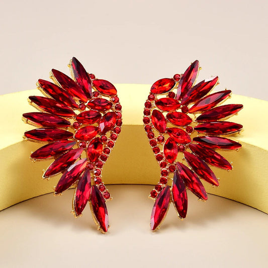 Gold Vintage Red Winged Gemstone Earrings-Ariette Jewelry