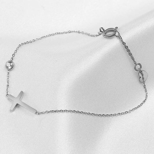 Silver Faith Heart Bracelet-Ariette Jewelry