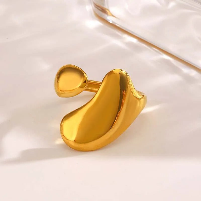Gold Unique Abstract Shape Adjustable Ring-Ariette Jewelry