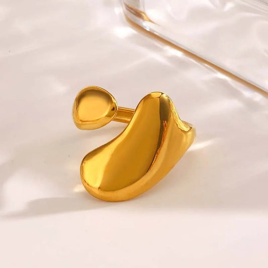 Gold Unique Abstract Shape Adjustable Ring-Ariette Jewelry