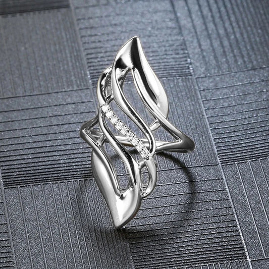 Vintage Silver Flowing Design Ring-Ariette Jewelry