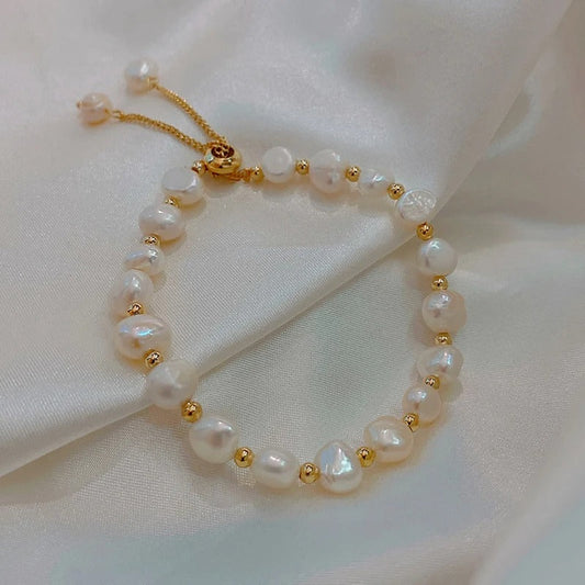 Vintage White Pearl & Gold Bracelet-Ariette Jewelry