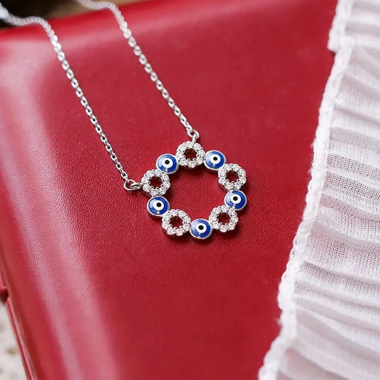 Vintage Silver Blue & White Crystal Necklace-Ariette Jewelry